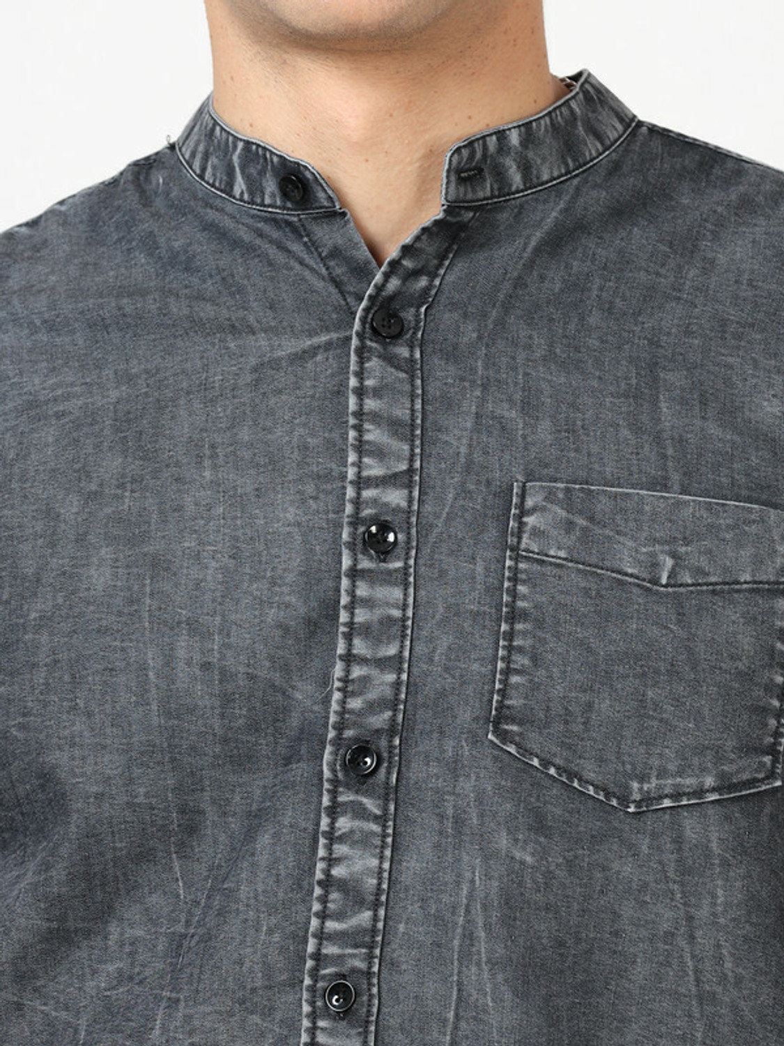 Image of SQIN Men Solid Casual Black Shirt