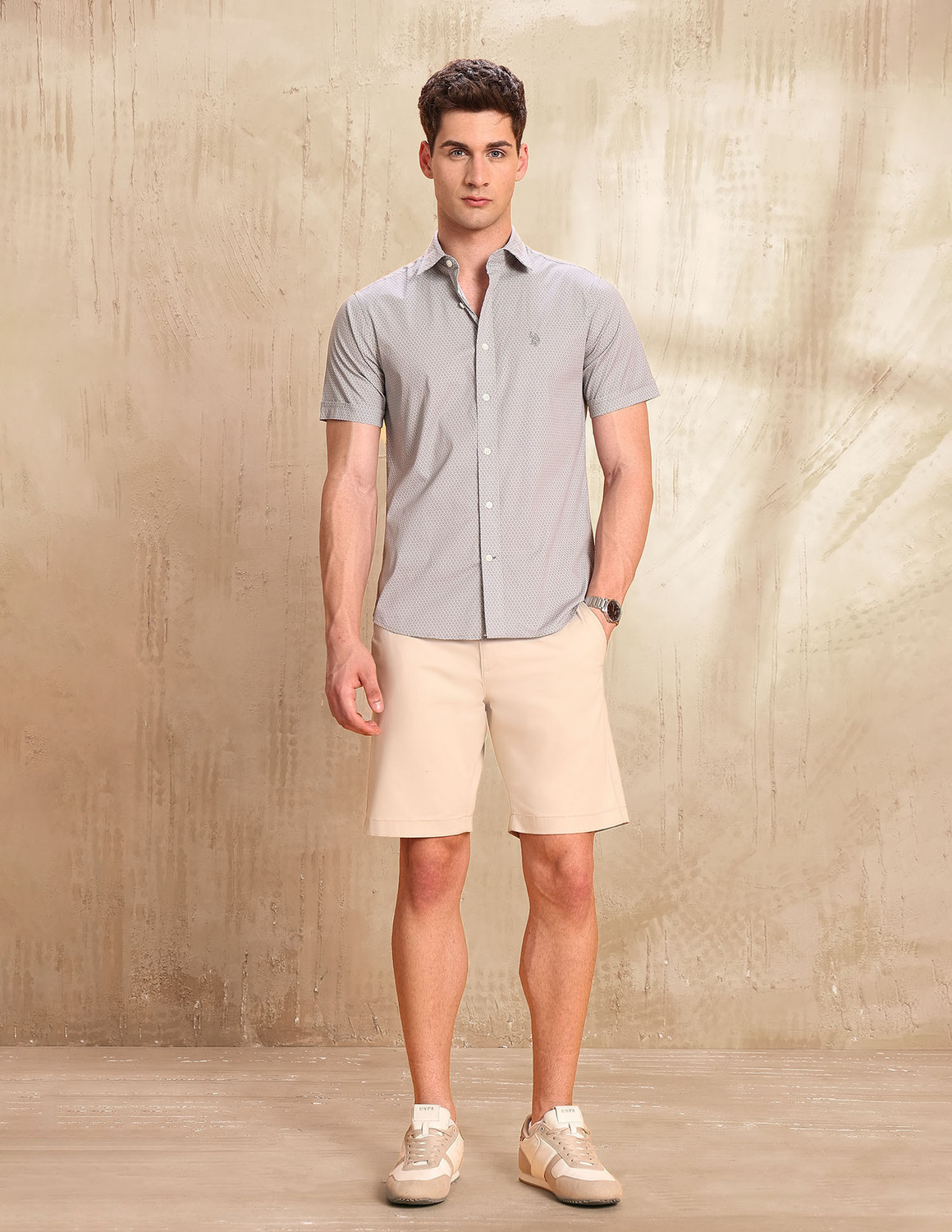 Image of U.S. POLO ASSN. Men Floral Print Casual Brown Shirt