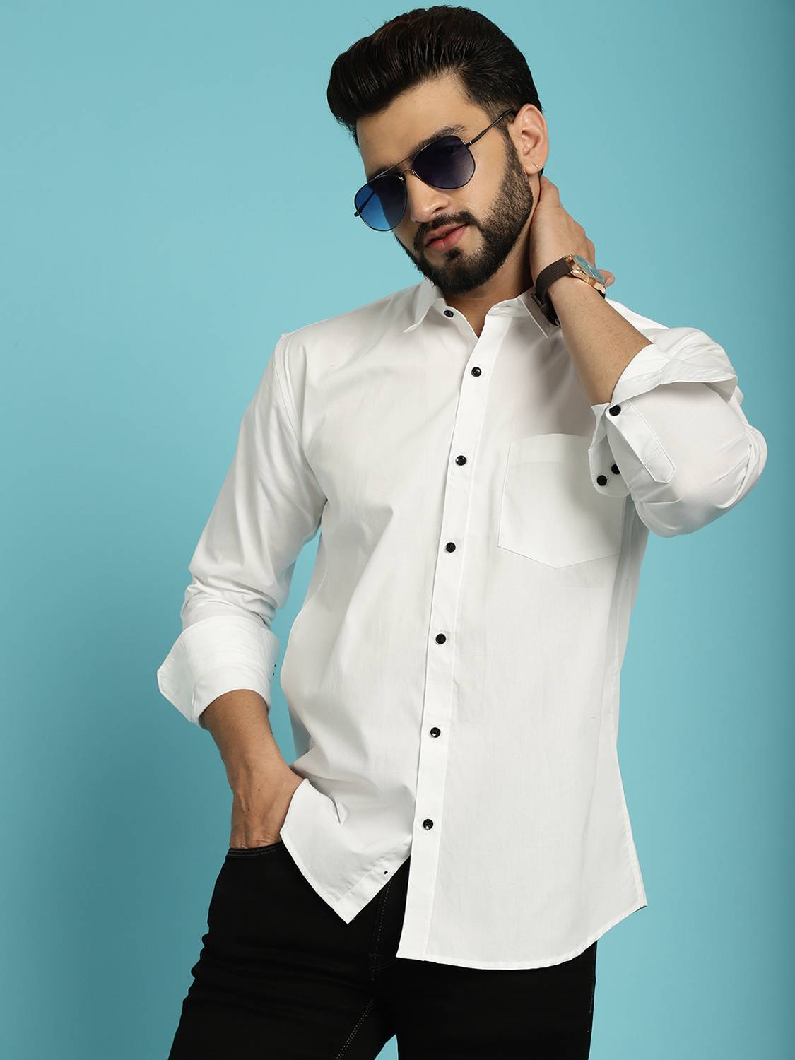 ARMAAN ETHNIC Men Solid Casual White Shirt