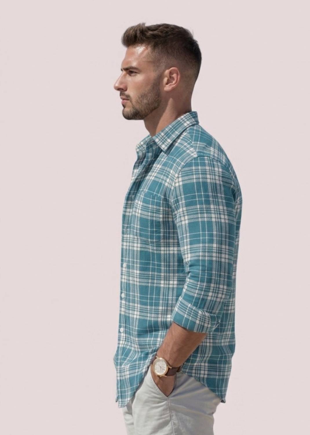 Roadster Men Checkered Casual Blue Shirt - Image 4