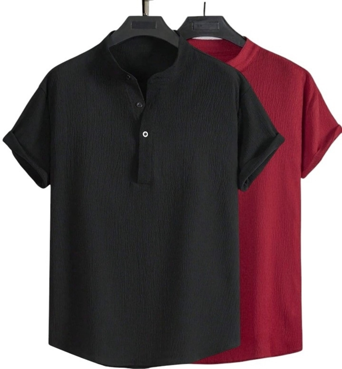 Image of METRONAUT Men Solid Casual Maroon, Black Shirt