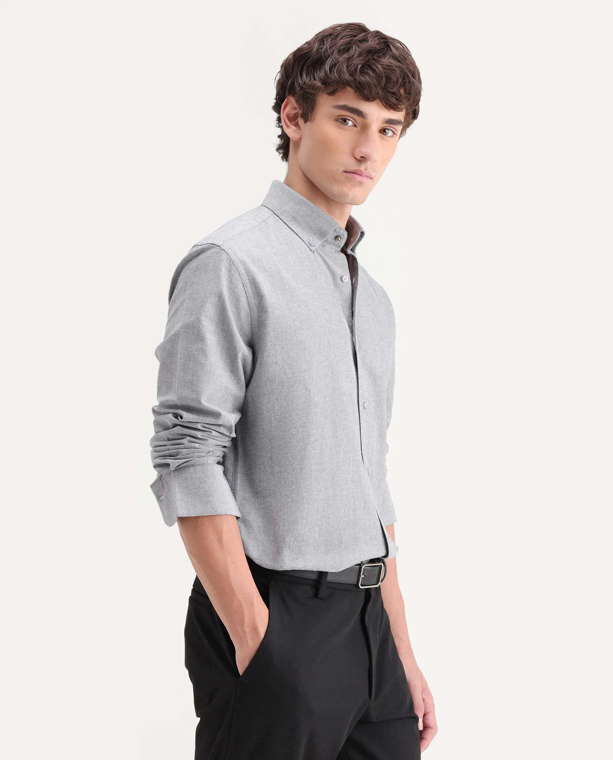 Image of RARE RABBIT Men Regular Fit Solid Casual Shirt