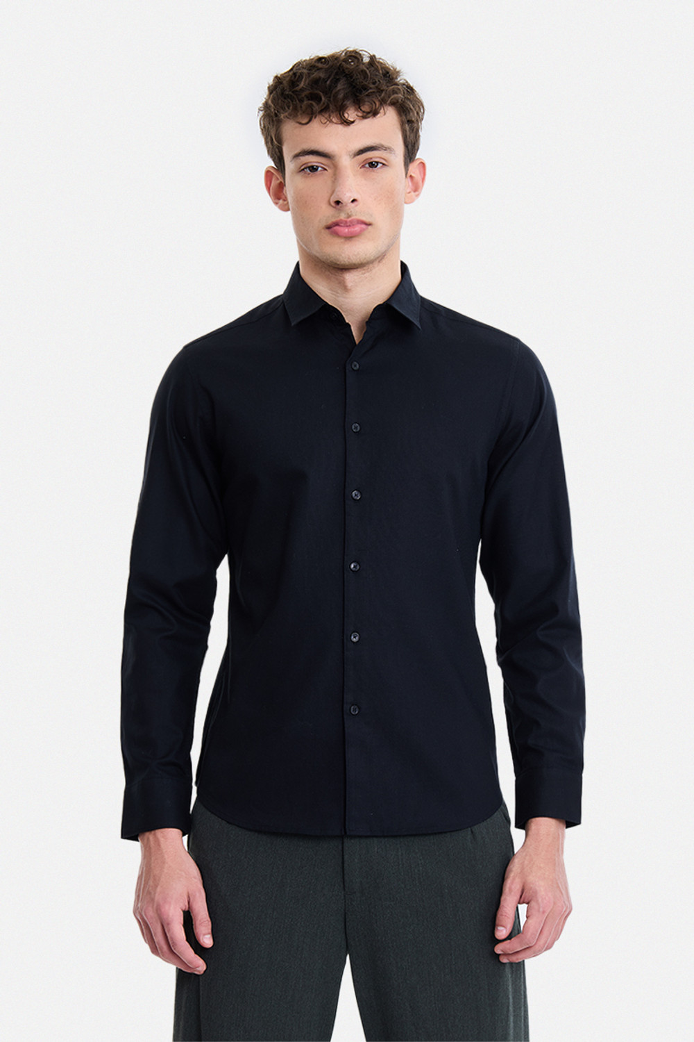 Image of Snitch Men Solid Formal Black Shirt