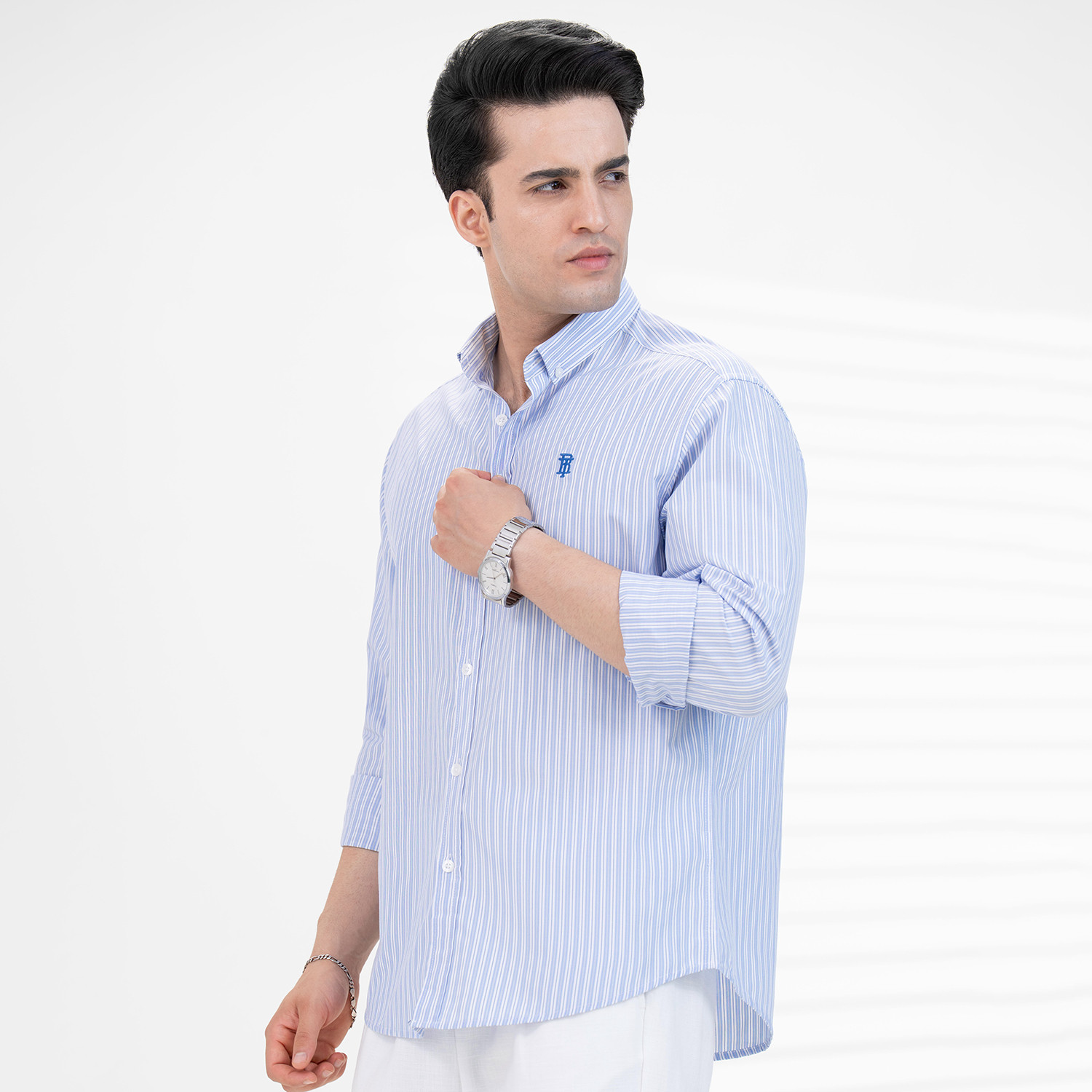 Image of RED TAPE Men Striped Casual Blue Shirt