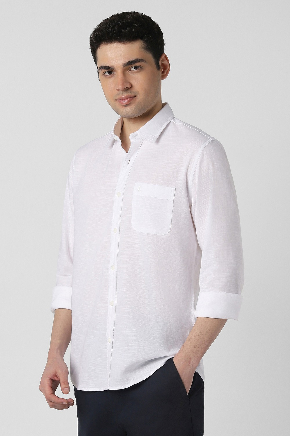 Image of PETER ENGLAND Men Solid Casual White Shirt