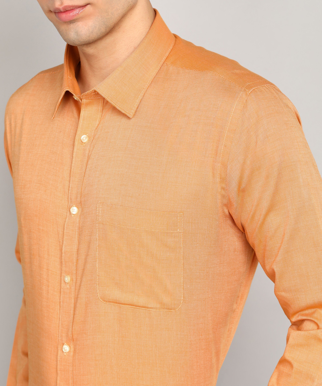 Image of Raymond Men Self Design Formal Yellow Shirt