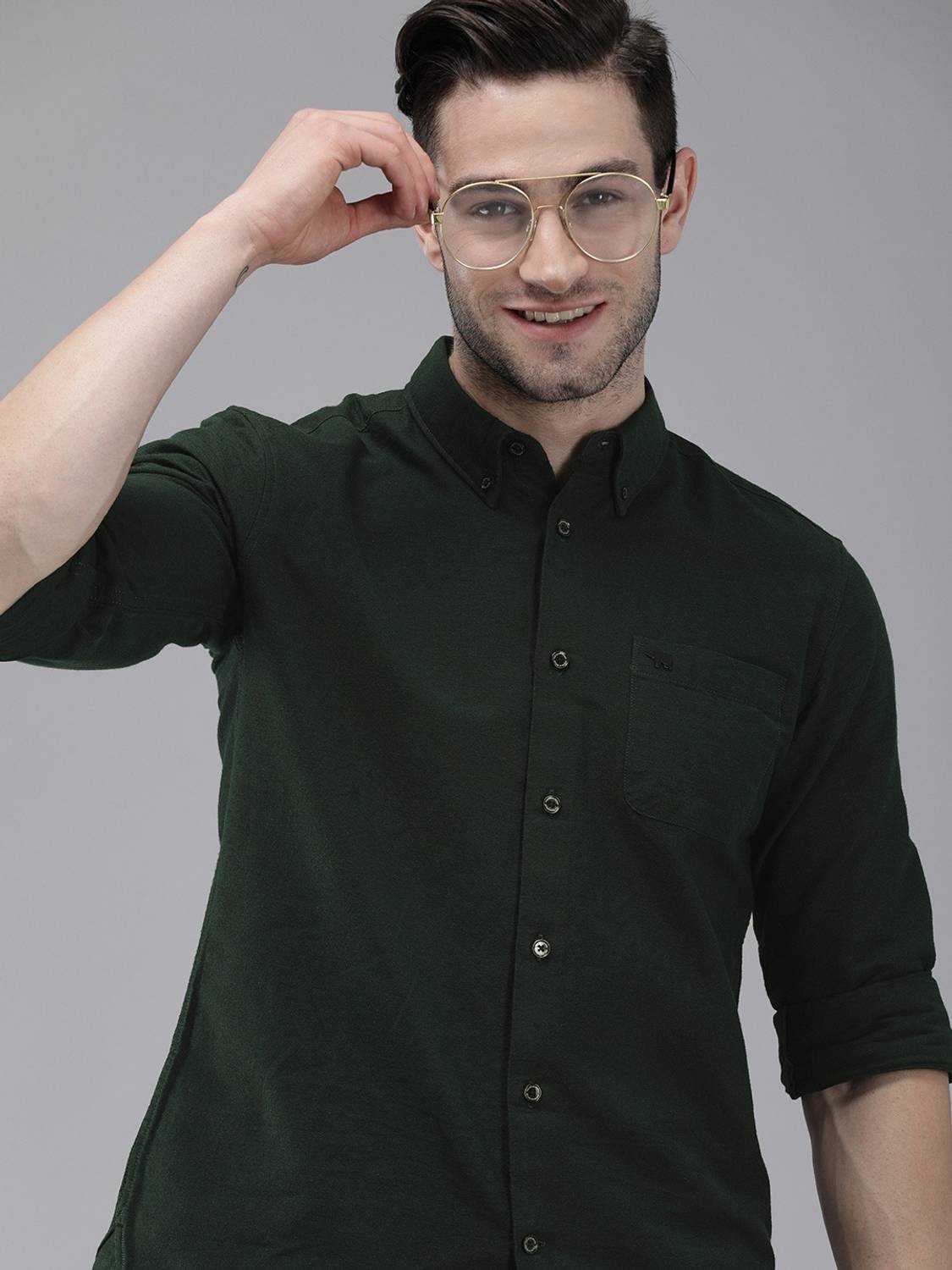 THE BEAR HOUSE Men Slim Fit Solid Spread Collar Casual Shirt - Image 4