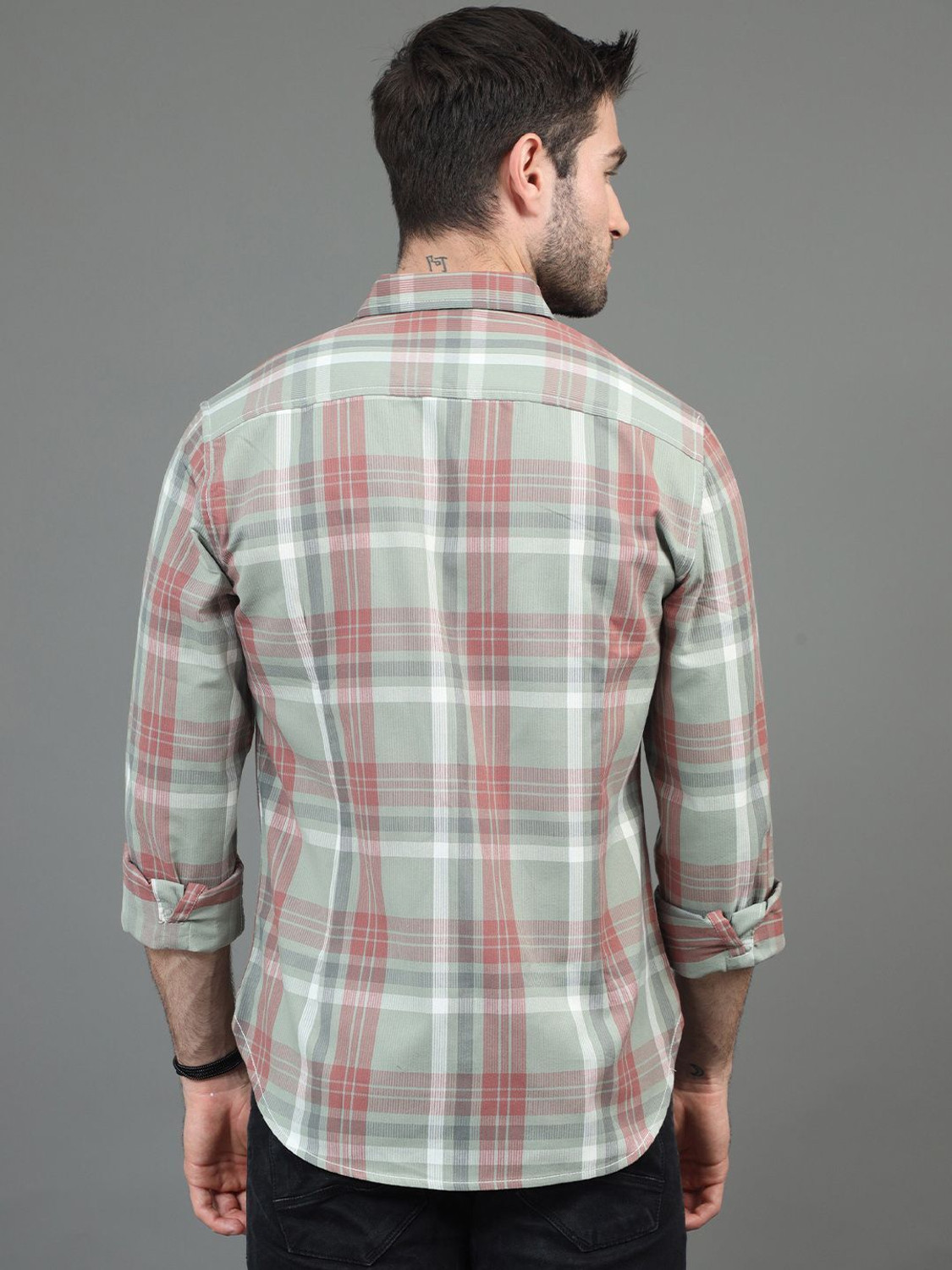 Image of HERE&NOW Men Checkered Casual Green, Pink Shirt