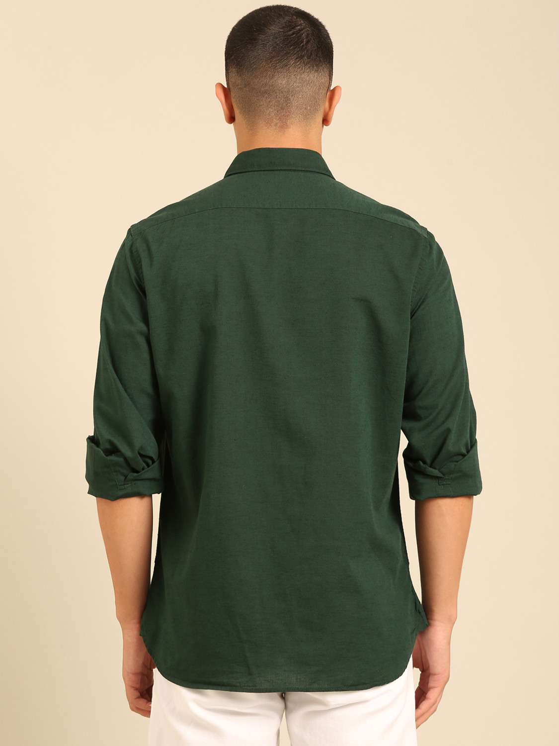 Image of CAVALLO BY LINEN CLUB Men Solid Casual Green Shirt