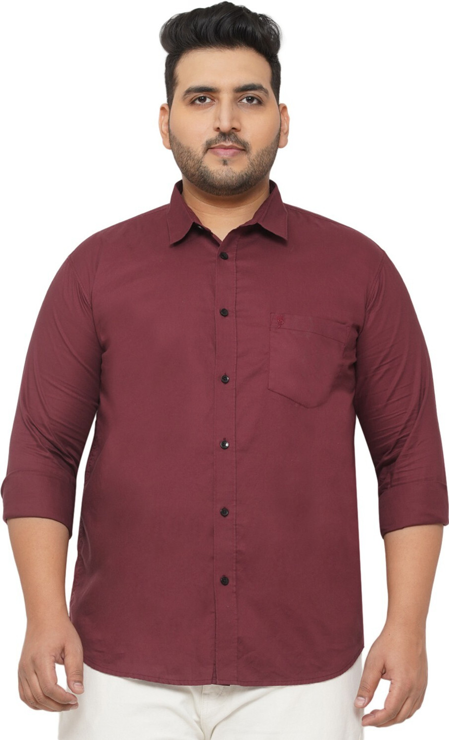 Image of METRONAUT PLUS Men Solid Casual Maroon Shirt