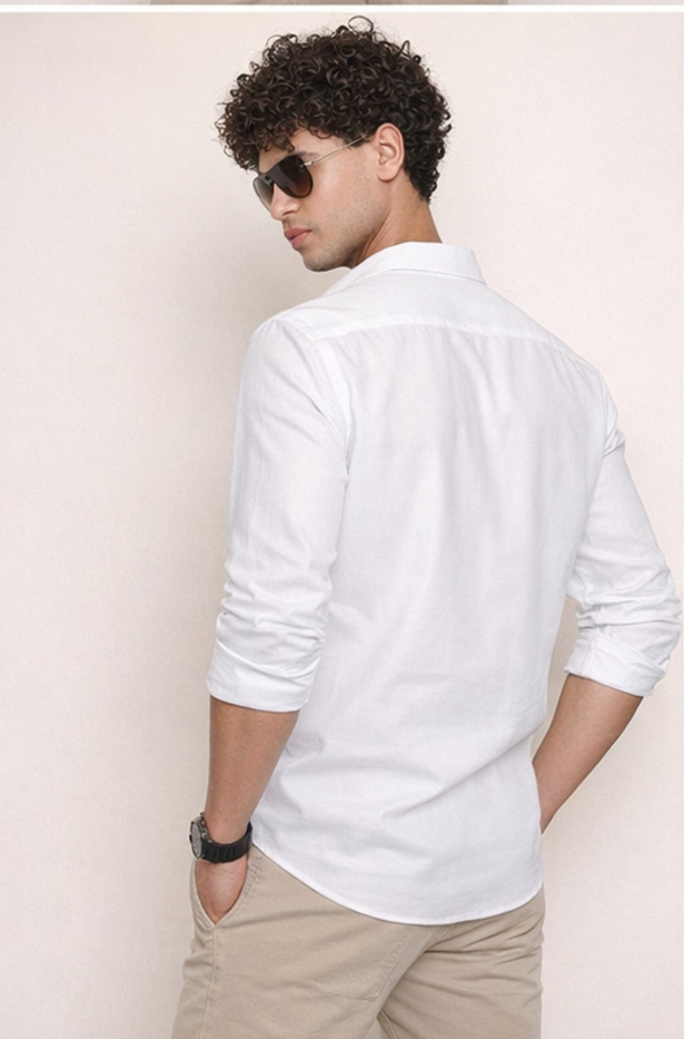 Image of Tanip Men Solid Casual White Shirt