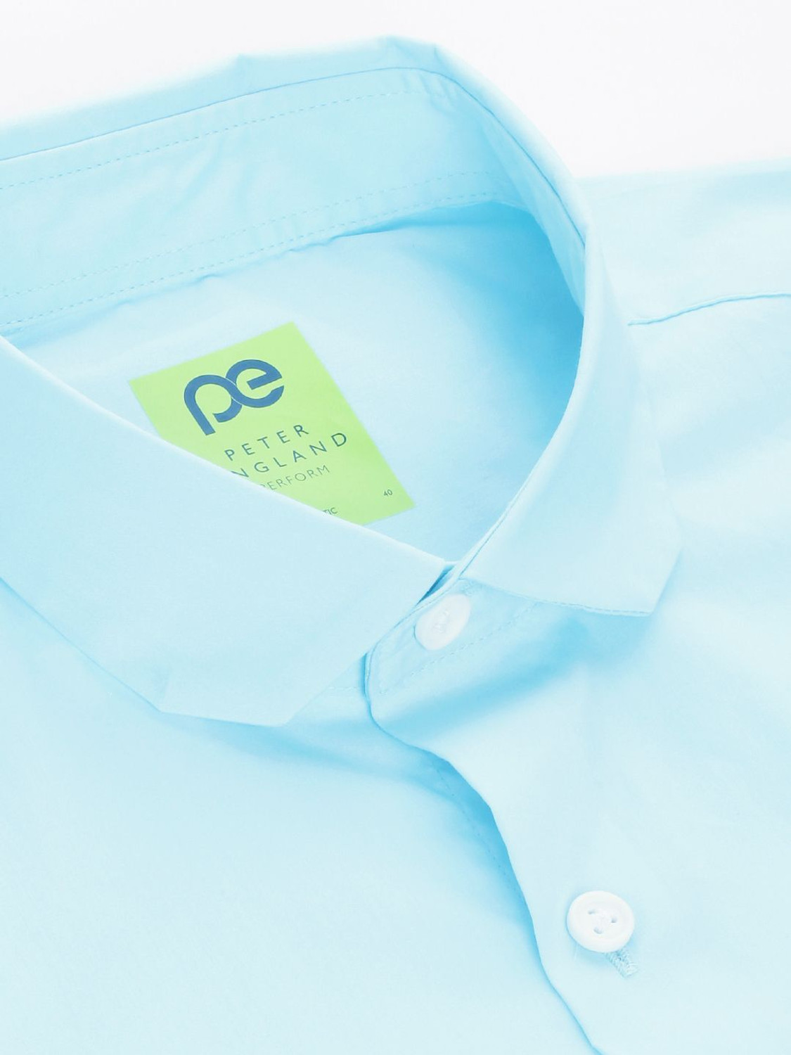 Image of PETER ENGLAND Men Solid Casual Blue Shirt