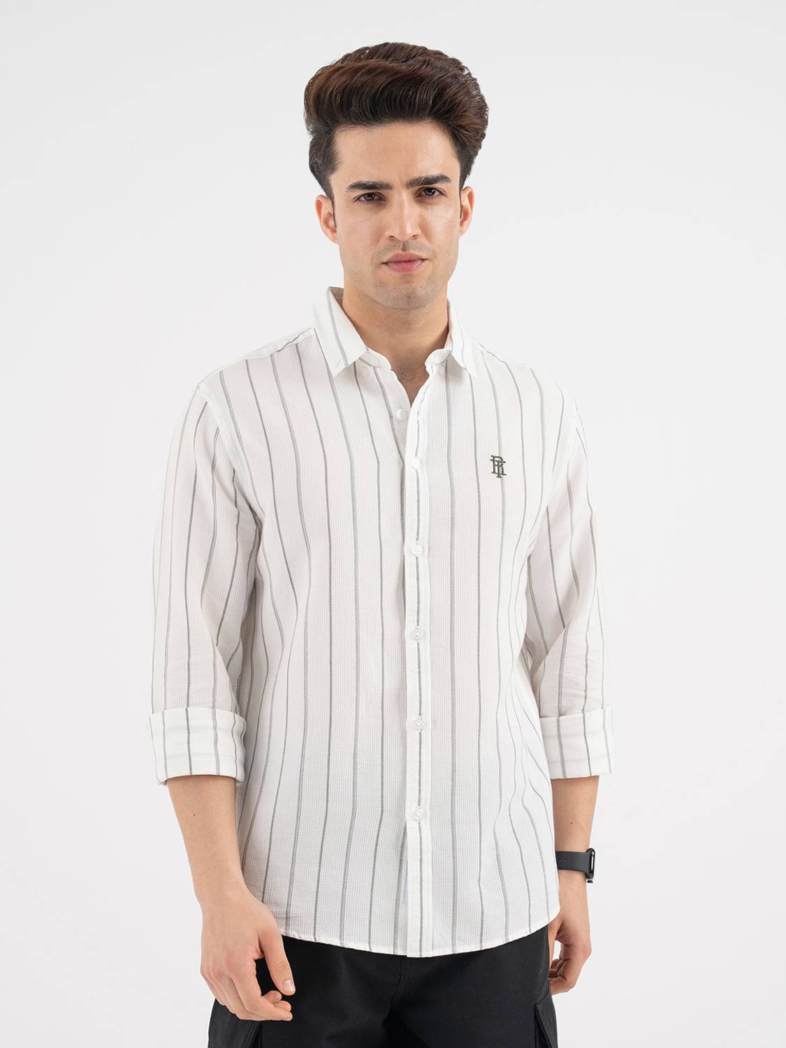RED TAPE Men Striped Casual White Shirt - Buy RED TAPE Men Striped