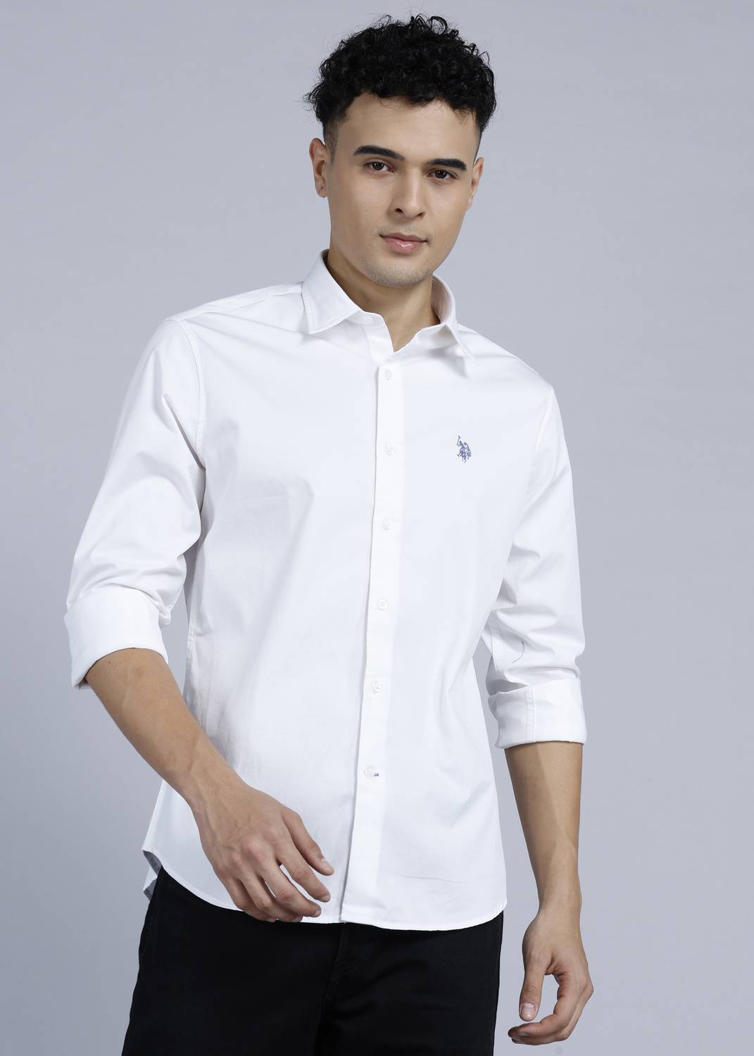 U.S. POLO ASSN. Men Solid Casual White Shirt - Image 1
