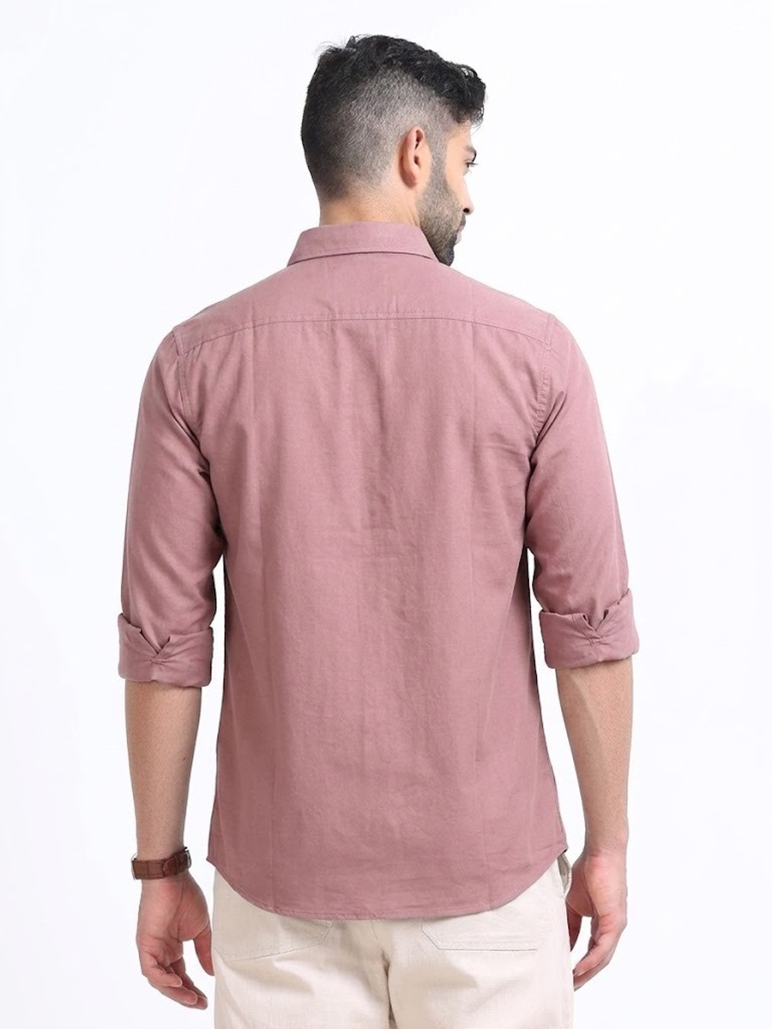 Image of VASTRAWEAR Men Solid Casual Pink Shirt