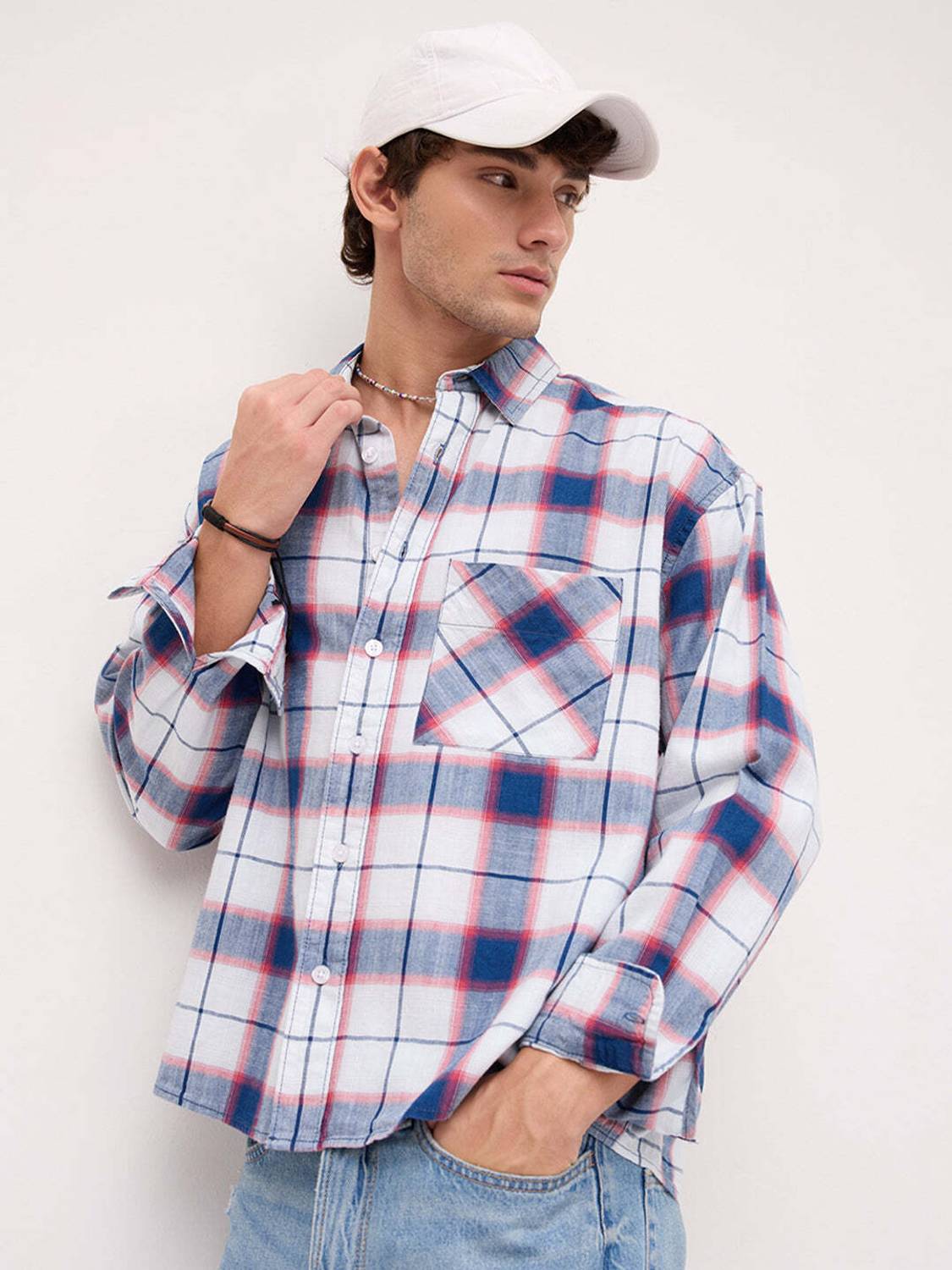 VASTRADO Men Checkered Casual Blue Shirt - Image 4