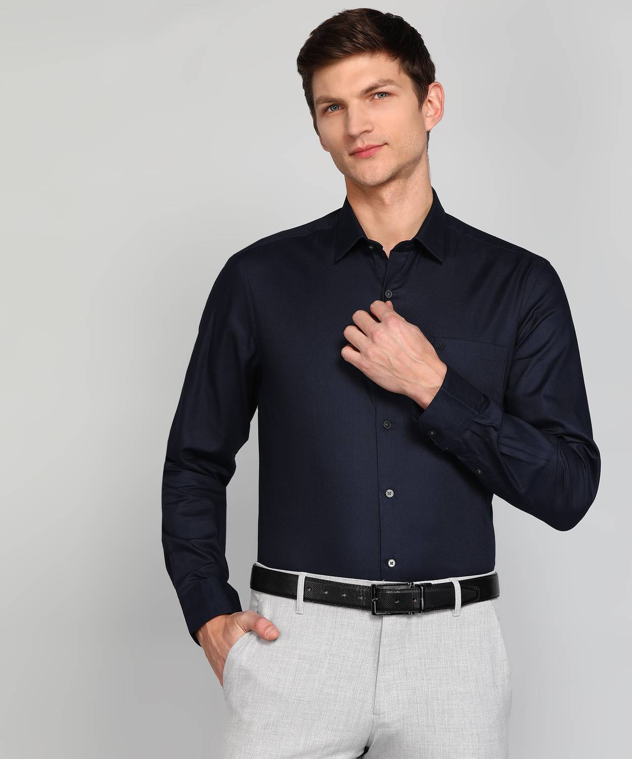 ARROW Men Self Design Formal Blue Shirt