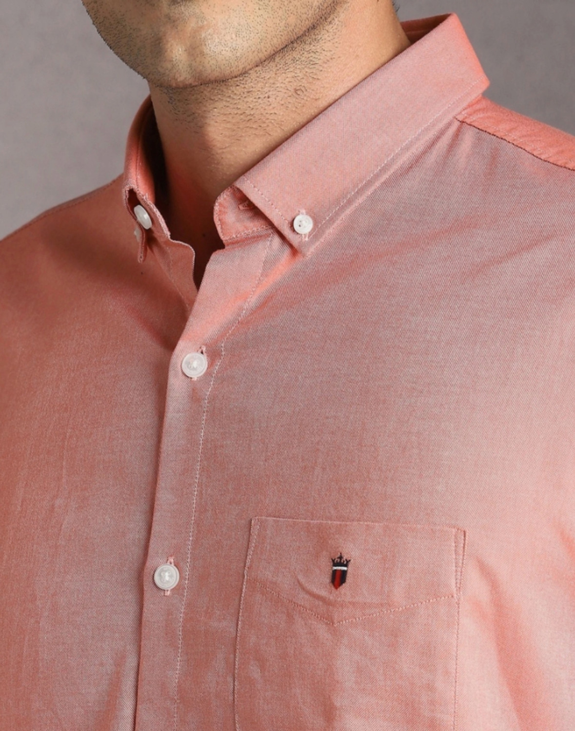 Image of LOUIS PHILIPPE Men Solid Casual Pink Shirt