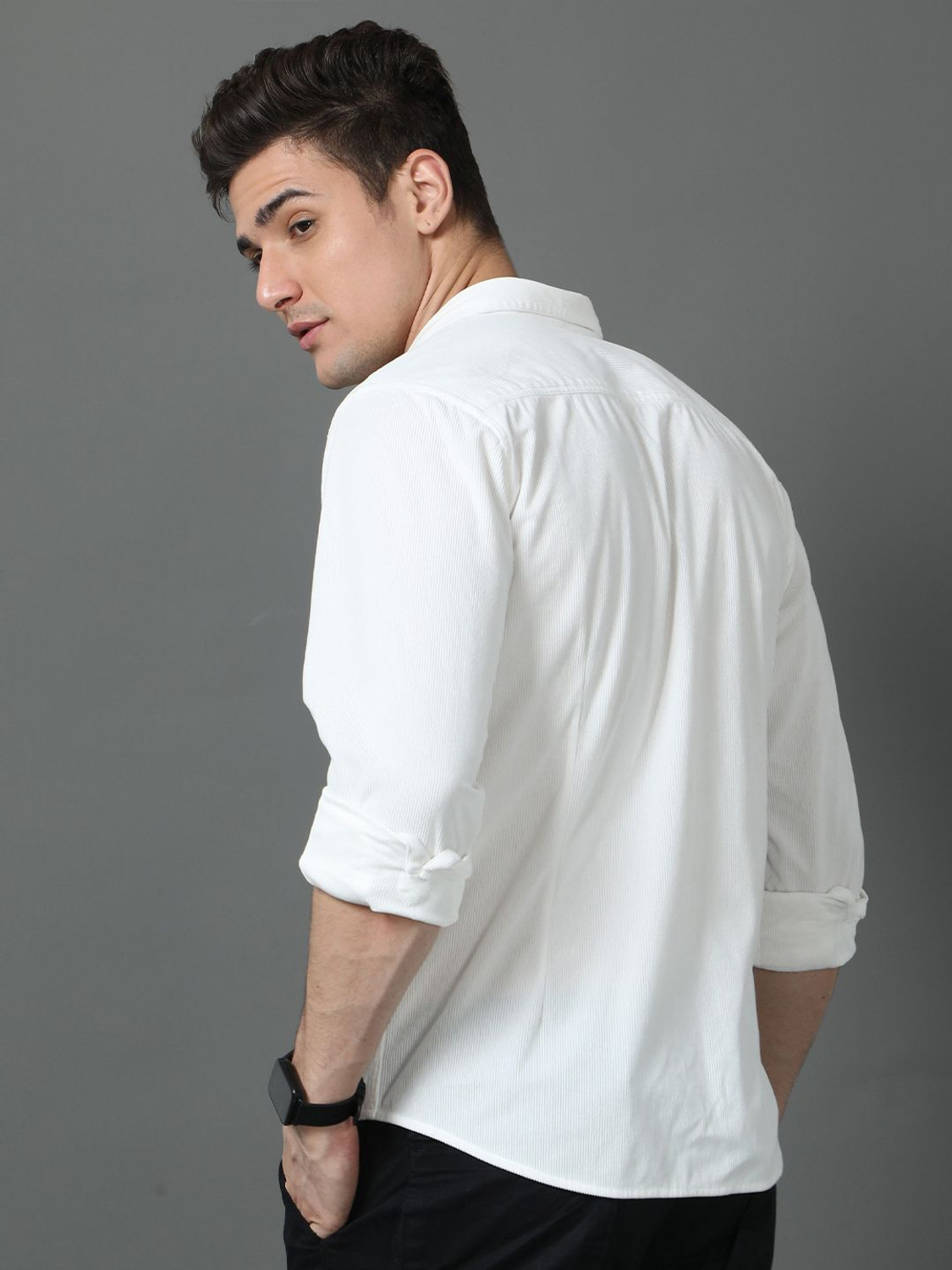 Image of HERE&NOW Men Solid Casual White Shirt