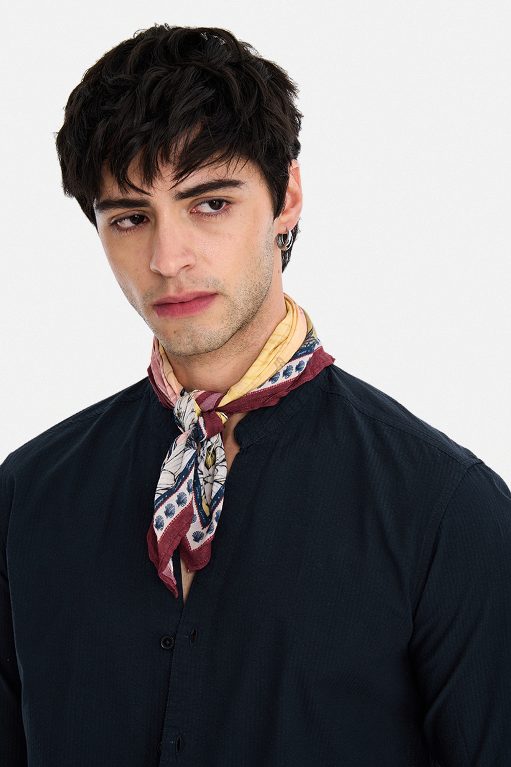 Image of Snitch Men Solid Casual Dark Blue Shirt
