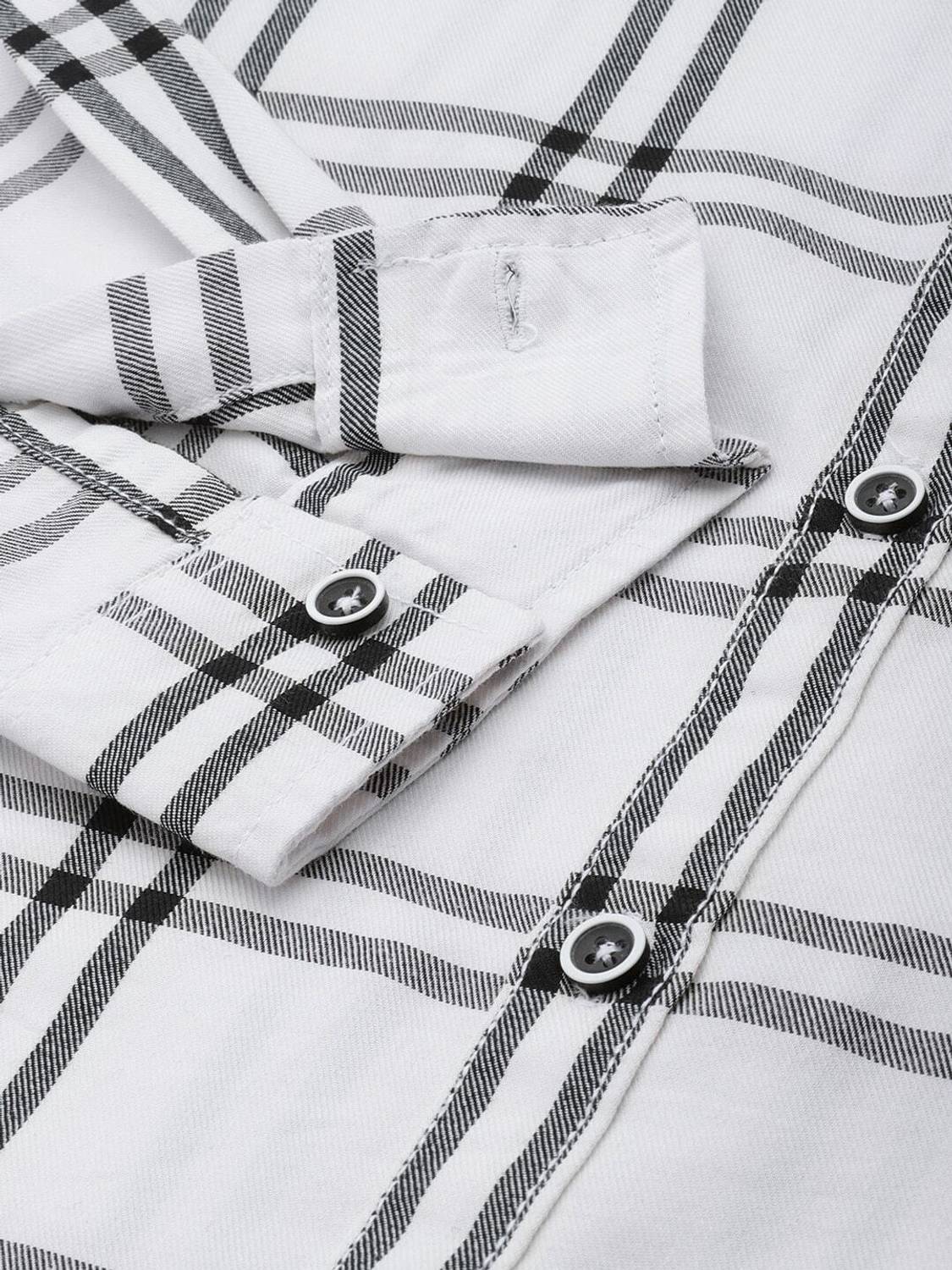 The Indian Garage Co. Men Checkered Casual White Shirt - Image 3
