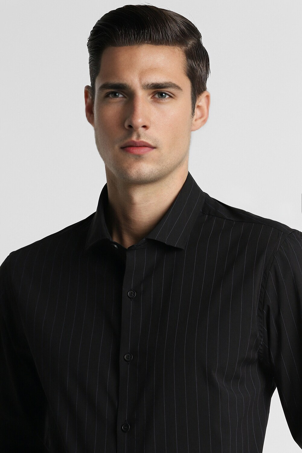 Image of PETER ENGLAND Men Striped Formal Black Shirt