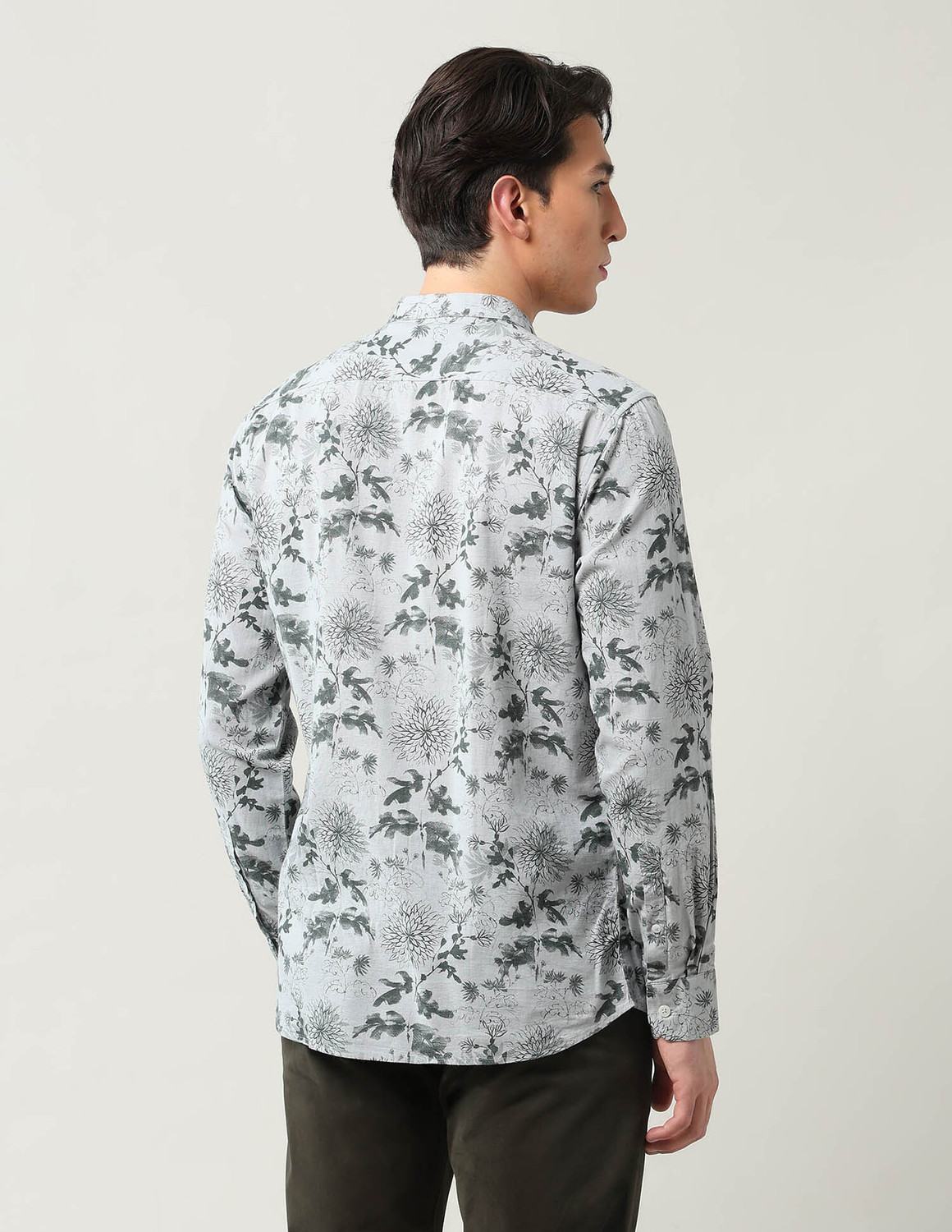 Image of Arrow Sport Men Floral Print Casual Green Shirt
