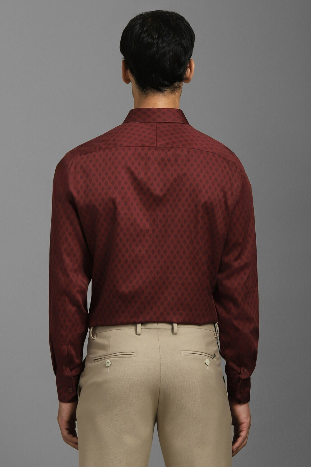 Image of LOUIS PHILIPPE Men Printed Formal Maroon Shirt