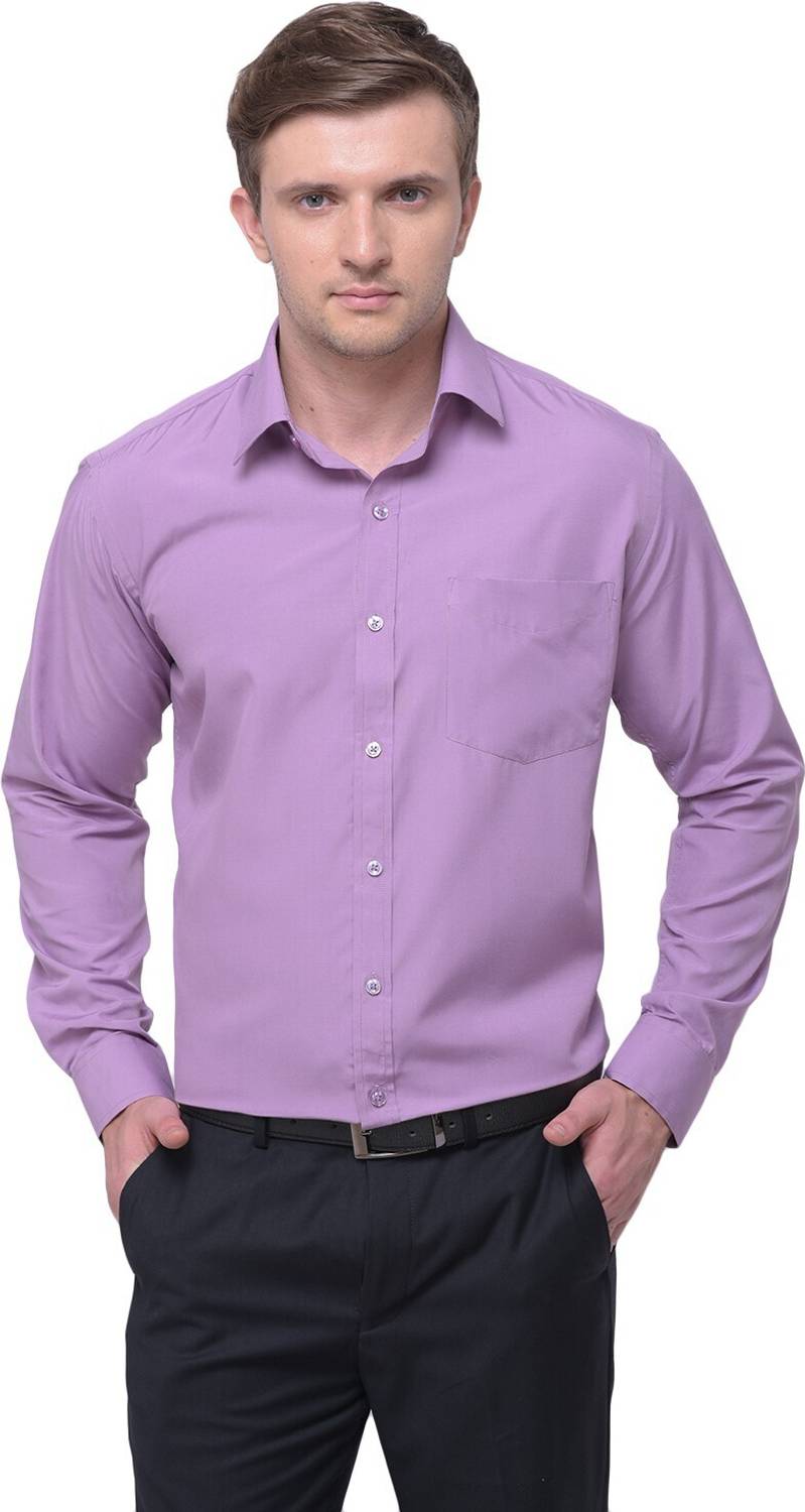 ASCIIBLUES Men Solid Formal Purple Shirt