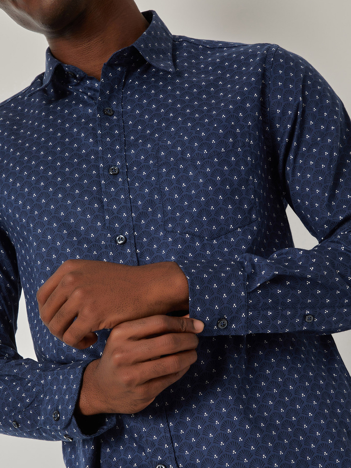 Image of MAX Men Printed Casual Blue Shirt