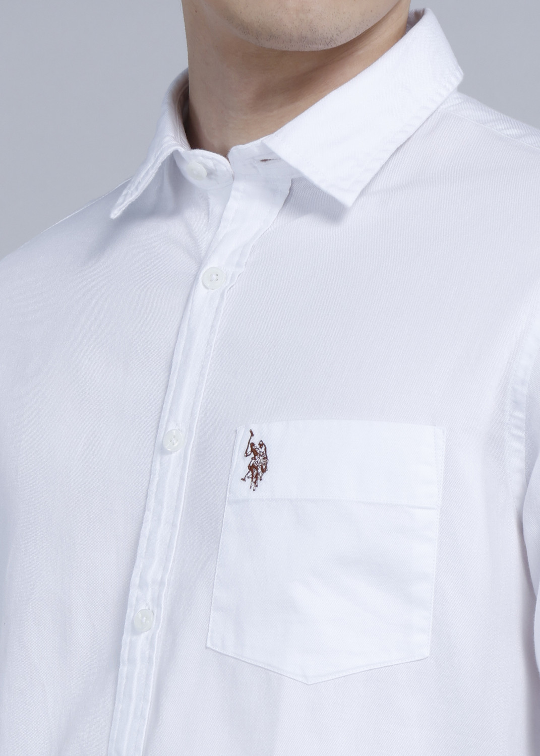 Image of U.S. POLO ASSN. Men Solid Casual White Shirt
