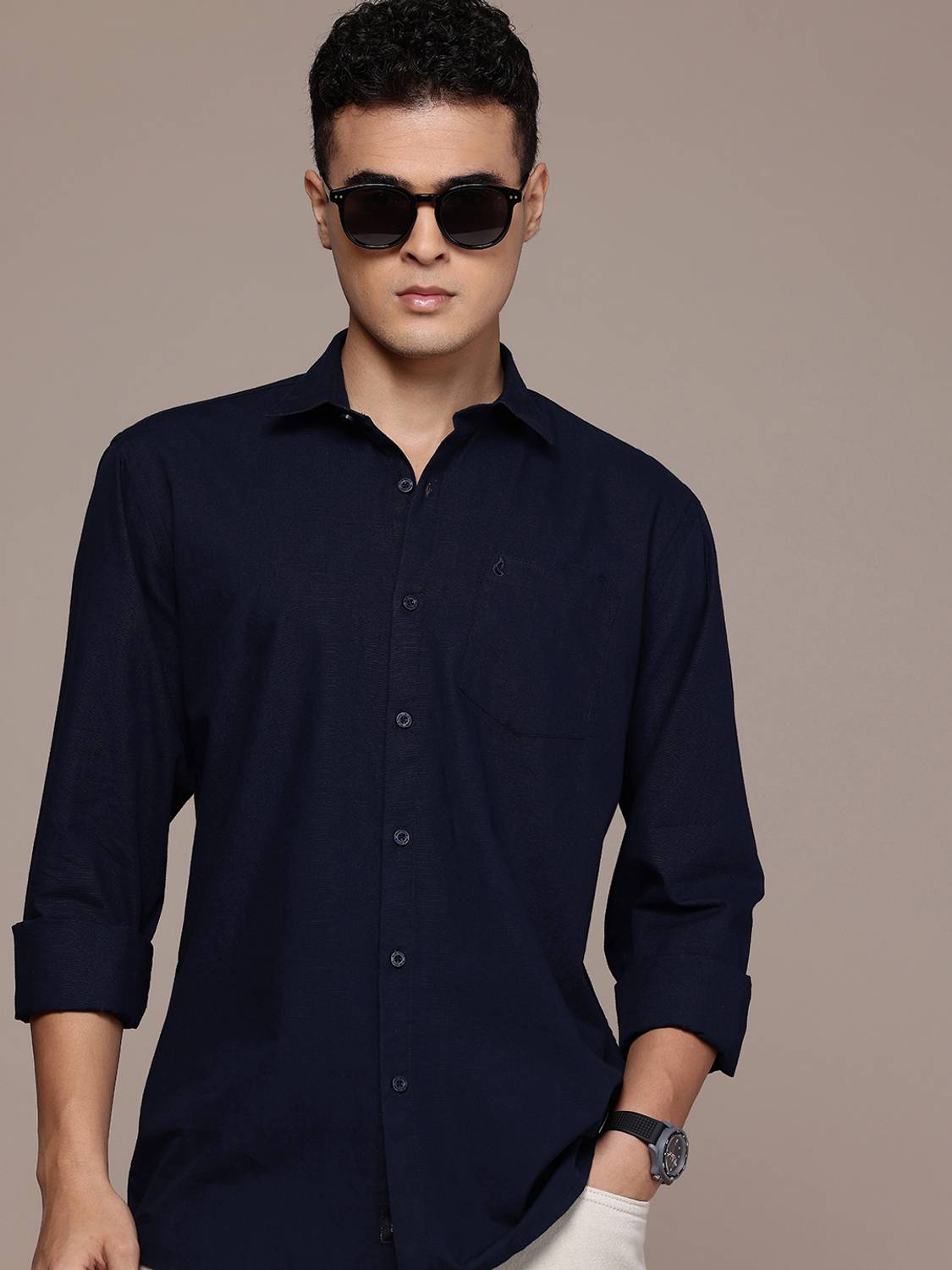 BLUE SQUAD Men Solid Casual Blue Shirt