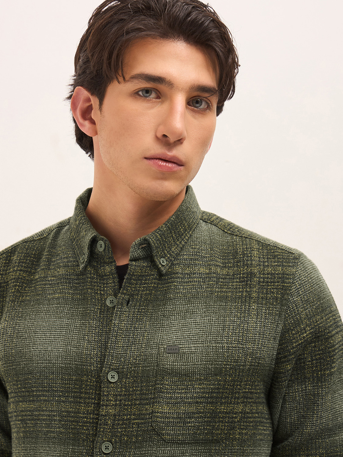 Image of THE BEAR HOUSE Men Checkered Casual Brown Shirt