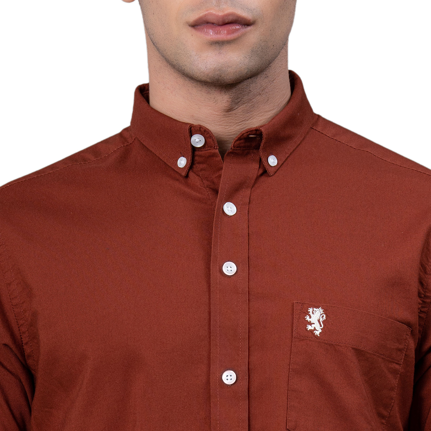 Image of RED TAPE Men Solid Casual Brown Shirt