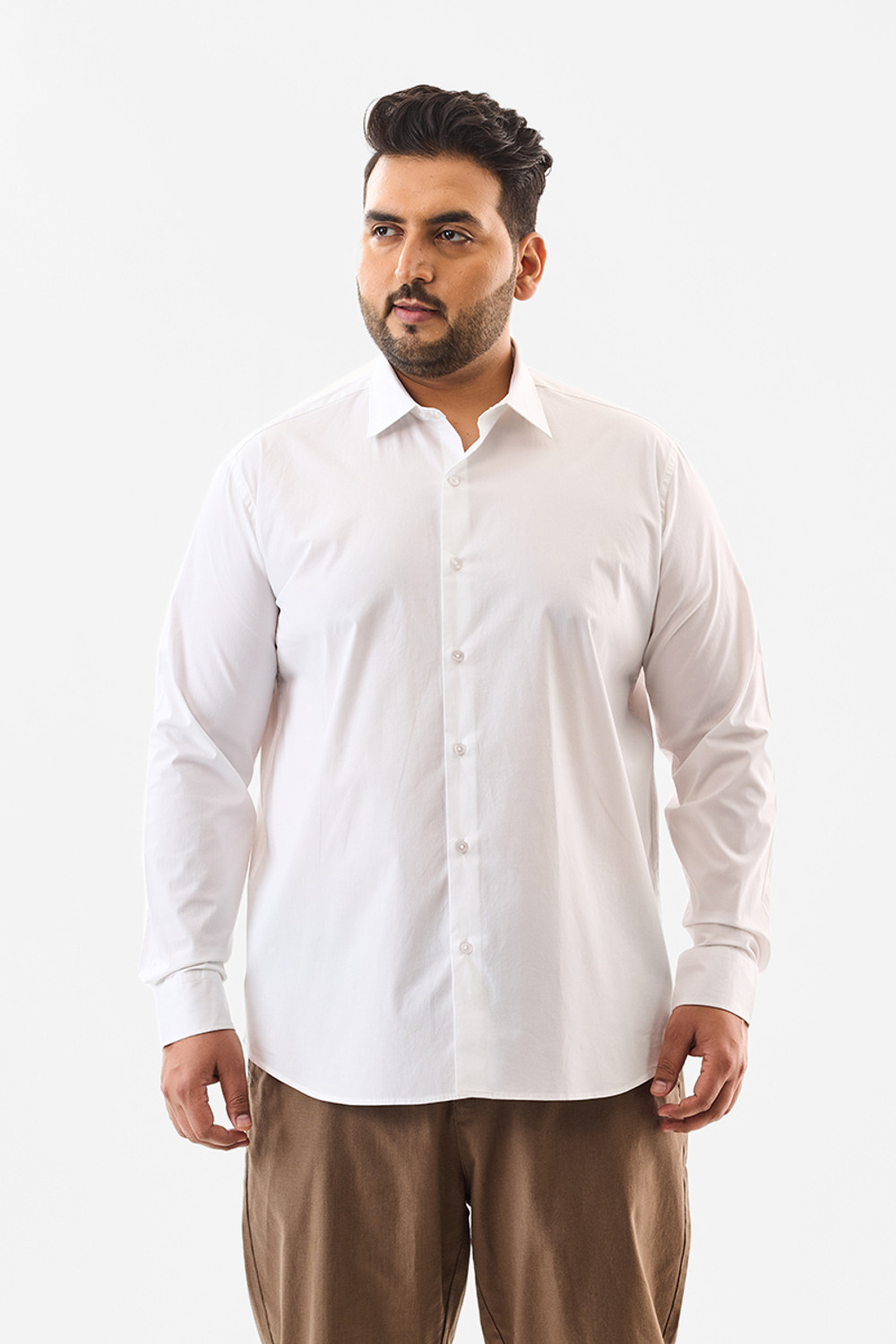 Image of Snitch Men Solid Casual White Shirt