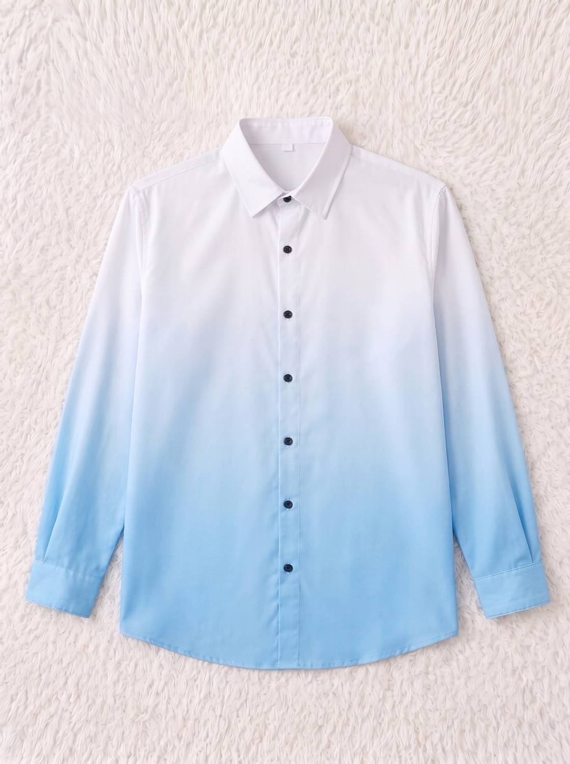 bollydolldesigner Men Dyed/Ombre Casual White, Light Blue Shirt - Image 3