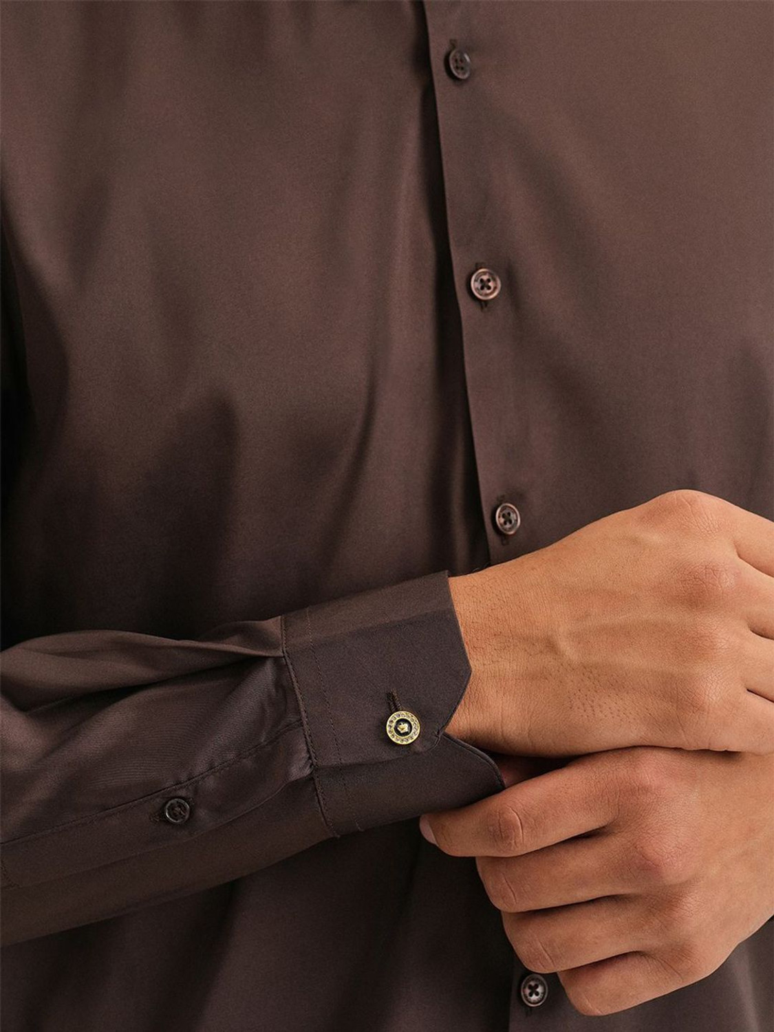 Image of Banana Club Men Solid Casual Brown Shirt