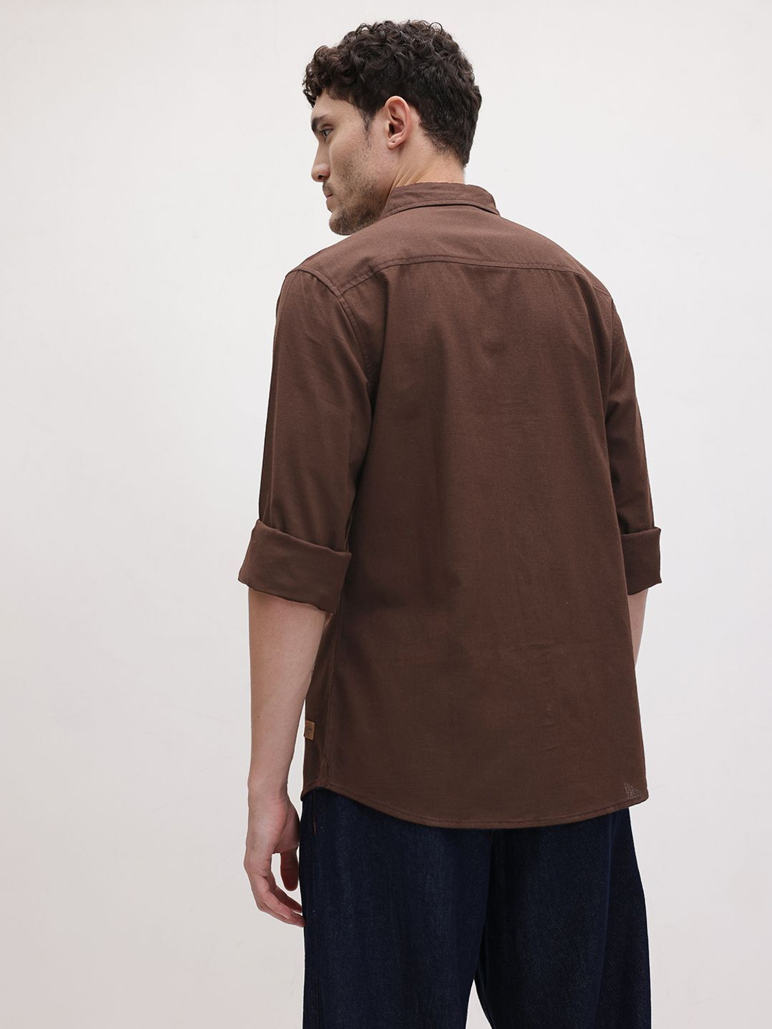Image of Roadster Men Solid Casual Brown Shirt