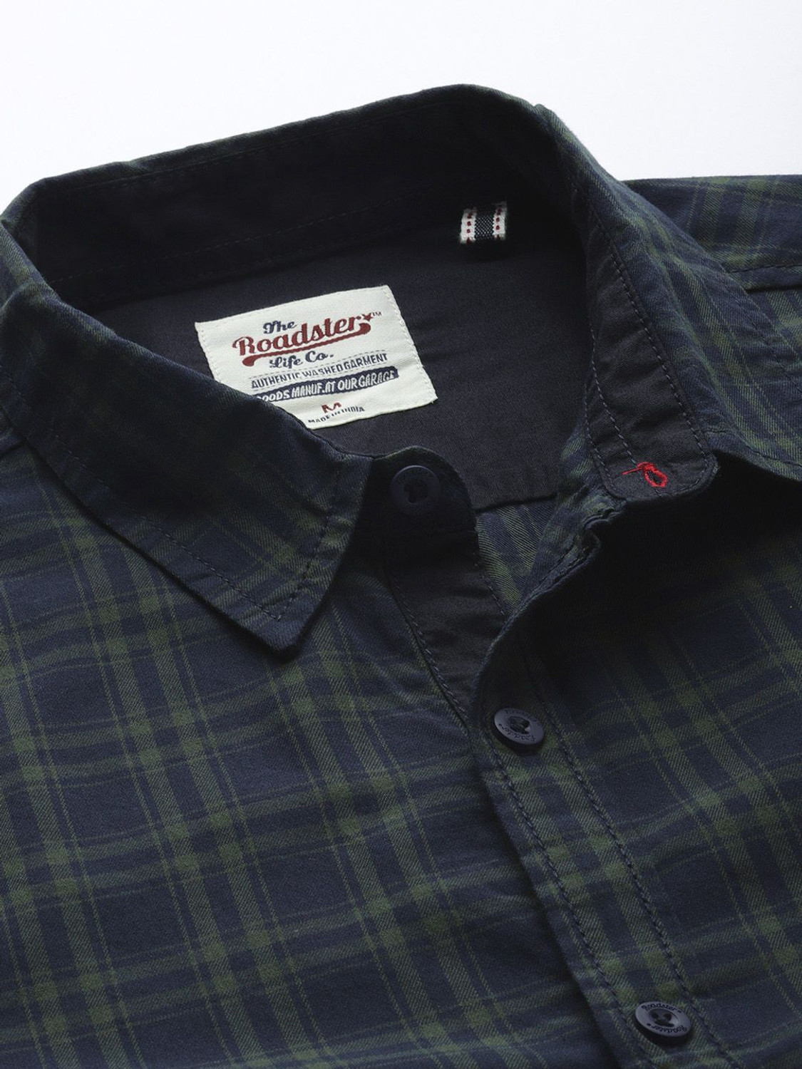 Image of Roadster Men Checkered Casual Dark Blue Shirt