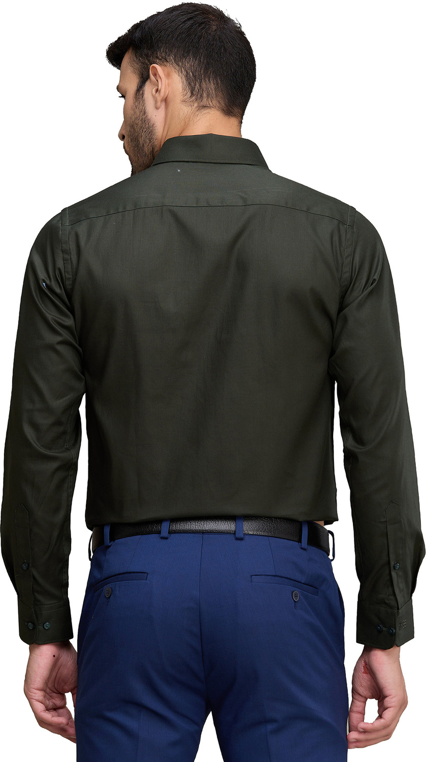 Image of Raymond Men Solid Formal Green Shirt