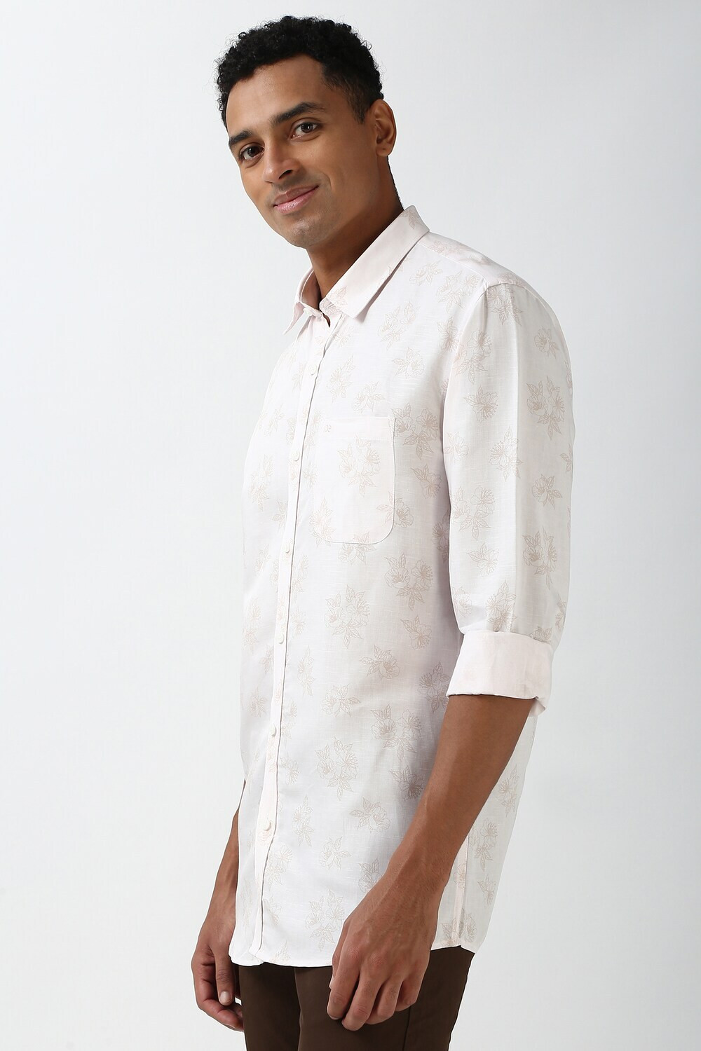 Image of PETER ENGLAND Men Printed Casual White Shirt
