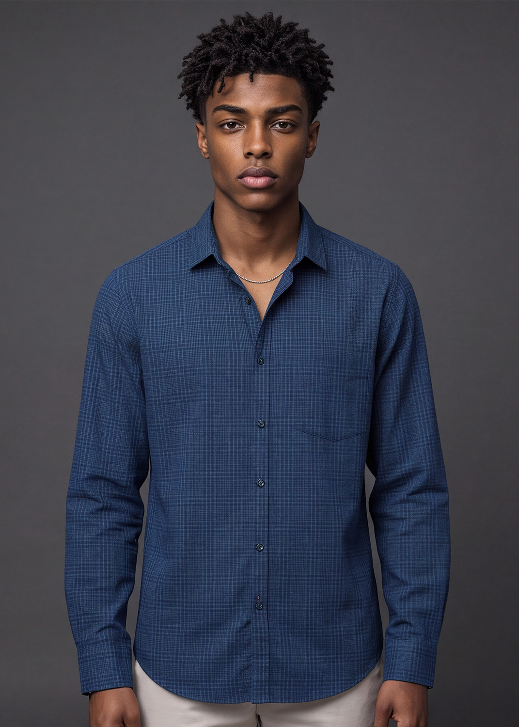 Image of KILLER Men Slim Fit Checkered Formal Shirt