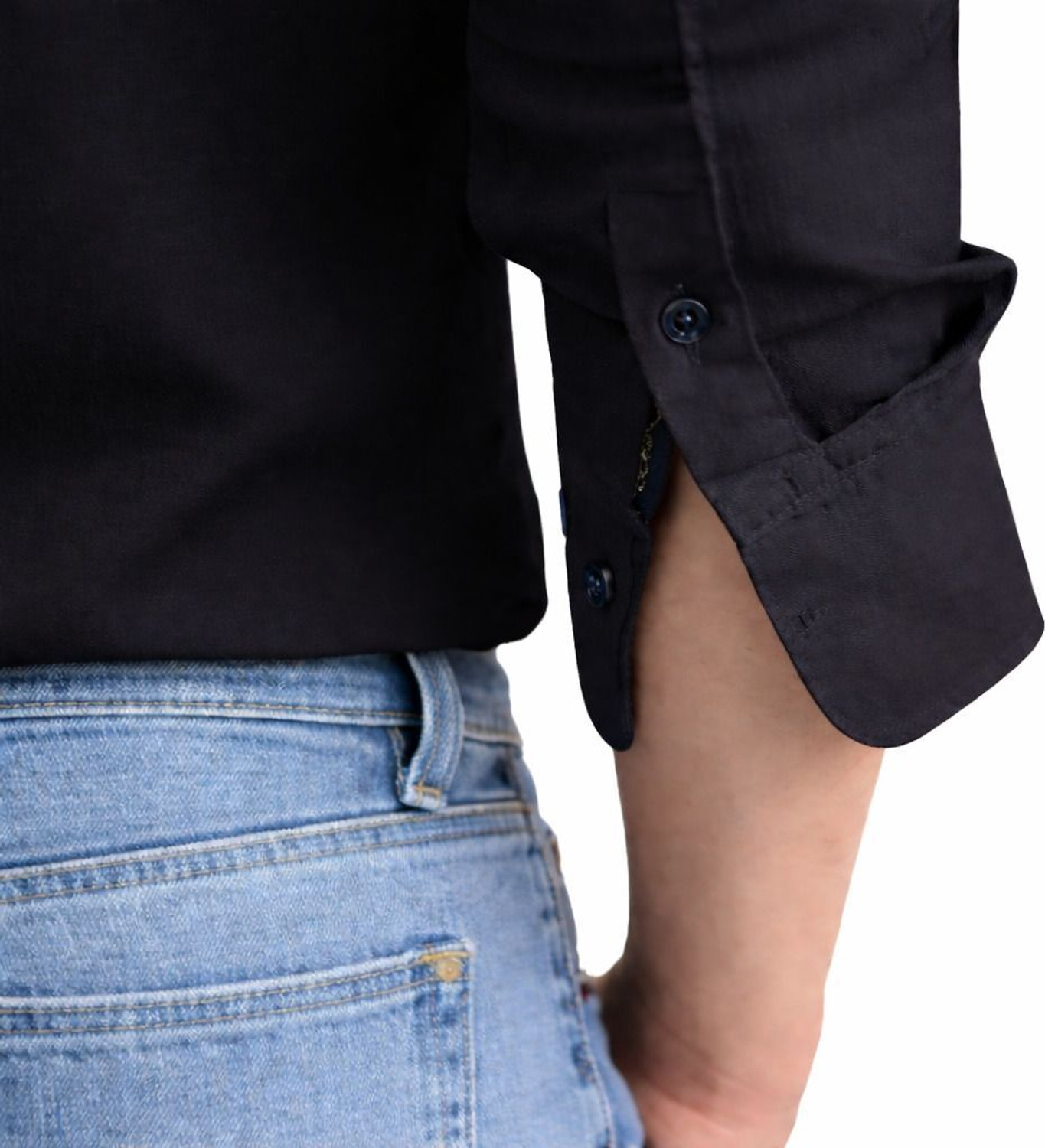 Image of Vayu Men Solid Casual Black Shirt