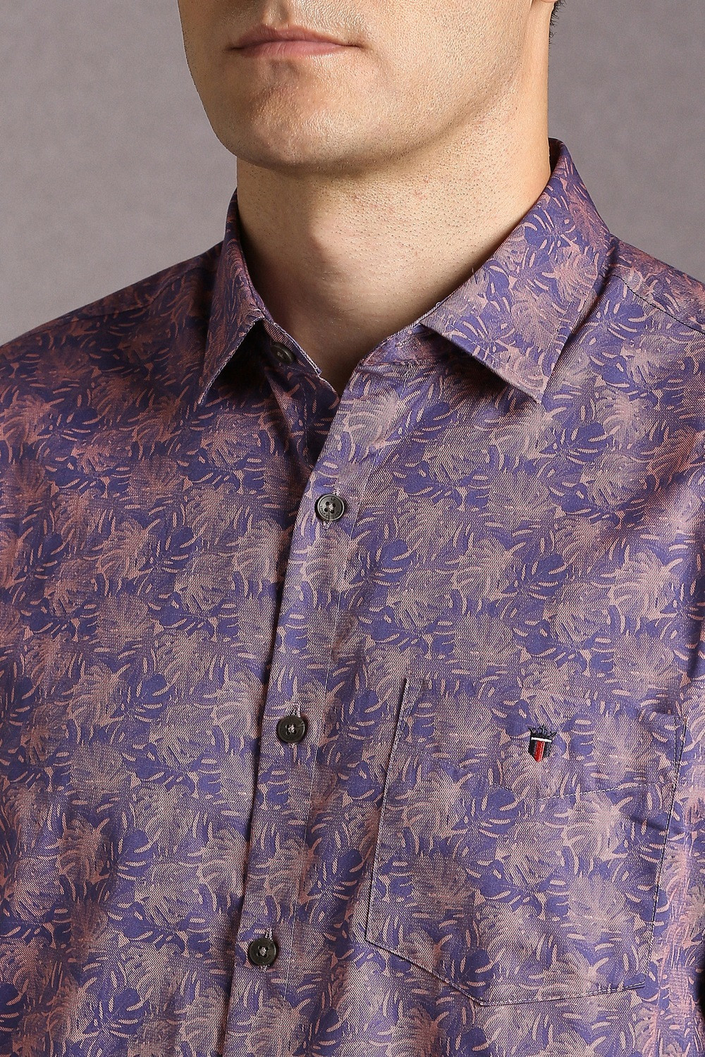 Image of LOUIS PHILIPPE Men Printed Casual Purple Shirt