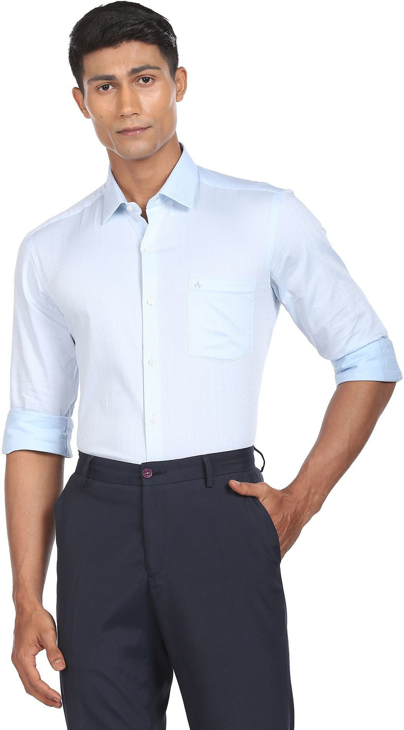 Image of ARROW Men Printed Formal Blue Shirt