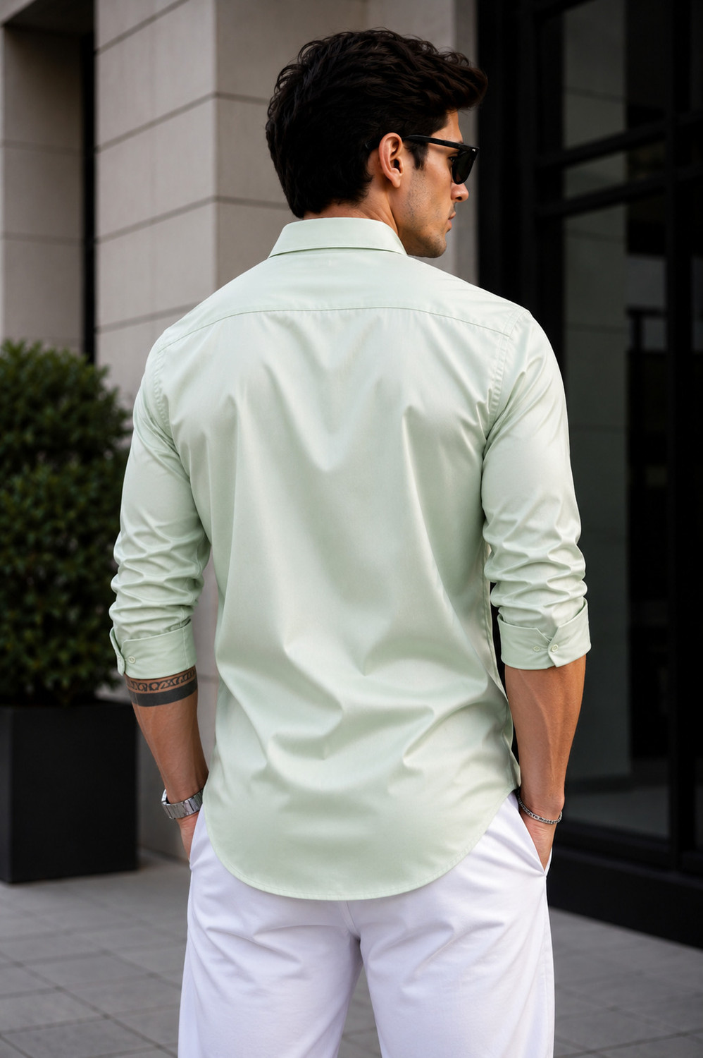 Image of The Big Attire Men Solid Party Light Green Shirt