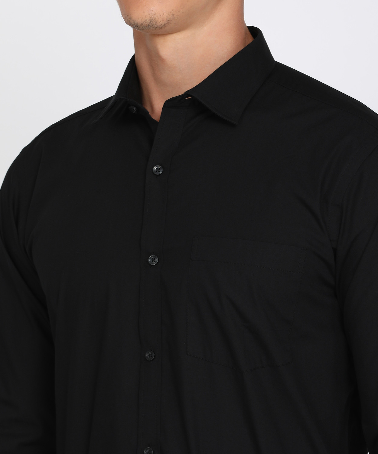 Image of PARK AVENUE Men Solid Formal Black Shirt