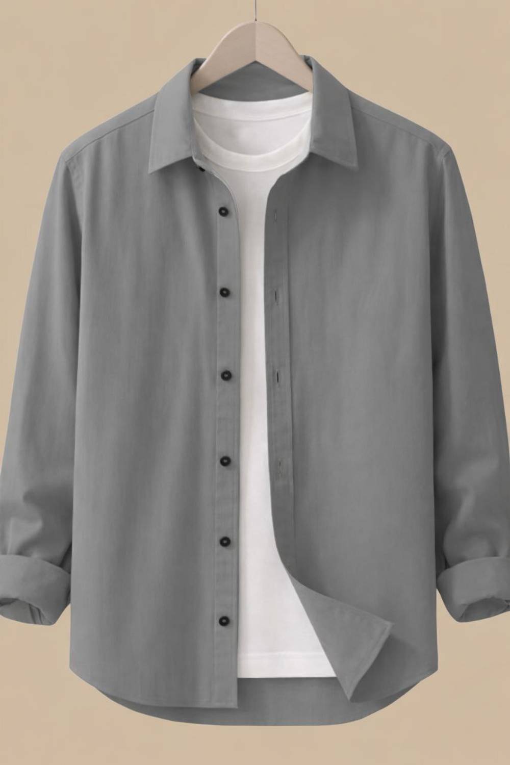 JCOSTA Men Solid Casual Grey Shirt - Image 1
