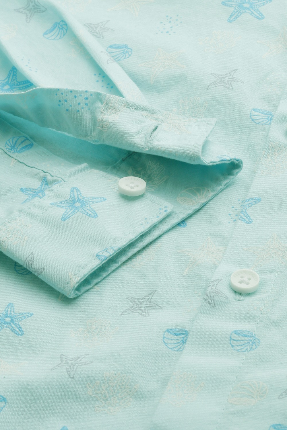 Image of Allen Solly Boys Printed Casual Light Blue Shirt