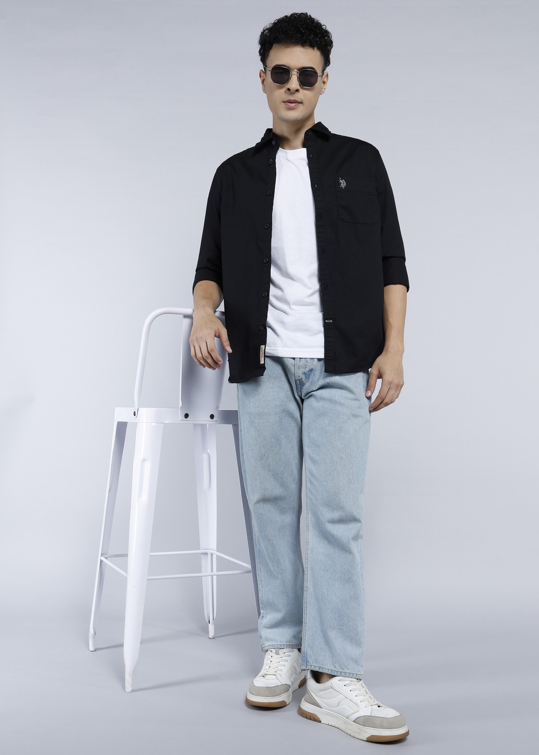 Image of U.S. Polo Assn. Denim Co. Men Solid Casual Black Shirt